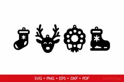 Christmas Earrings SVG - 4 items, Christmas Jewelry Template Product Image 2