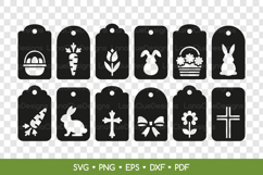 12 Easter Gift Tags SVG Bundle, Papercut Tag Template Product Image 2