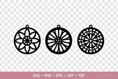 3 Round Floral Earrings SVG, Circle Floral Jewelry Template Product Image 2