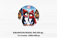Pair of Christmas Penguins - Round Christmas Ornament Design Product Image 2