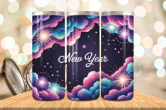 Festive Happy New Year Tumbler Wrap 2026: 20oz Skinny Tumble Product Image 1