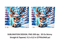 Cute Christmas Little Reindeer - Christmas Tumbler Wrap PNG Product Image 2