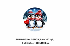 Couple of Cute Winter Penguins - Round Christmas Ornament Product Image 2