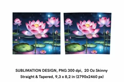 Lotus Flowers at Night - Skinny Tumbler Wrap Sublimation PNG Product Image 2