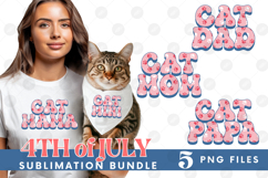 American Cat Mama Papa 4th of July USA Paw DTF PNG Bundle Product Image 1