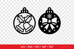 Round Christmas Ornaments SVG, Christmas Ball Laser Cut Product Image 2