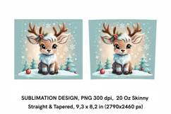 Cute Christmas Baby Reindeer - Christmas Tumbler Sublimation Product Image 2