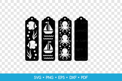 3 Ocean Bookmarks SVG Laser Cut Files, Summer Papercut Product Image 2