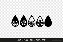 Teardrop Earrings with Roses and Flowers SVG Cut Files Product Image 2