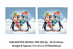 Couple of Cute Winter Penguins - Tumbler Wrap Sublimation Product Image 2