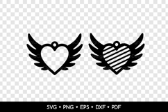 2 Heart with Wings Earrings SVG, Valentine's Day Jewelry Product Image 2