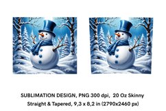 Snowman in Winter Forest - Tumbler Wrap Sublimation Design Product Image 2