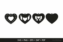 4 Heart Earrings SVG Cut Files, Valentine's Day Jewelry Product Image 2