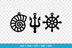 Nautical Sea Earrings SVG - Shell, Trident &amp; Ship Wheel Product Image 2