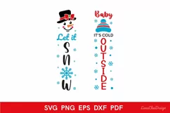 Vertical Christmas Porch Signs SVG, Let it Snow SVG Product Image 2