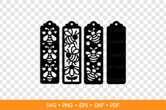 3 Bookmarks with Bee SVG Cut Files, Bee Papercut Template Product Image 2