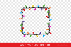 Square Christmas Lights SVG - Lightbulb Garland Frame Product Image 2