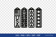 4 Patriotic Bookmarks SVG, 4th of July Papercut Template SVG Product Image 2