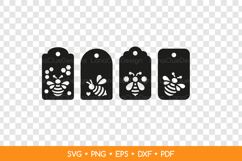Bee Gift Tags SVG Cut Files, Bee Papercut Tags Template Product Image 2
