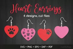 Heart with Dog Paw Earrings SVG Cut Files for Crafters Product Image 1