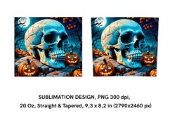 Halloween Scull - Tumbler Wrap Sublimation Design 20 oz Product Image 2