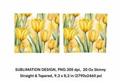 Watercolor Yellow Tulips - Floral Tumbler Wrap Sublimation Product Image 2