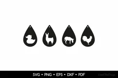 Teardrop Farm Animal Earrings SVG, Funny Jewelry Template Product Image 2