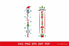 Vertical Merry Christmas and Believe - Porch Signs SVG Product Image 2