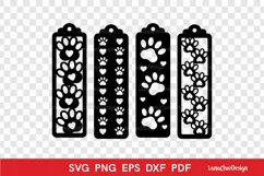 Dog Paw with Hearts Bookmarks SVG, Pet Lover Papercut SVG Product Image 2