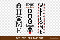 3 Dog Vertical Welcome Signs SVG - Pet Lover Porch Signs Product Image 2