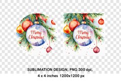 Watercolor Merry Christmas. Round and Square Coaster Design Product Image 2
