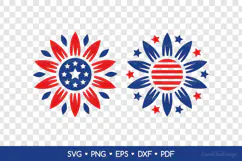 Patriotic sunflower SVG - 2 designs, Happy 4th of July SVG Product Image 2