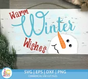 Snowman SVG, Warm Winter Wishes, Christmas SVG Snowflakes Product Image 2