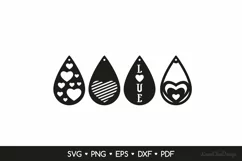 4 Teardrop Love Earrings SVG, Valentine's Day Jewelry Product Image 2