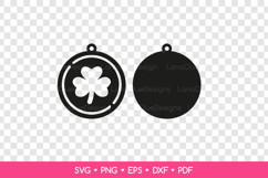 Round St Patricks Day Earring SVG Cut File, Coin with Clover Product Image 2