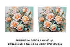 Roses Flowers - Tumbler Wrap Sublimation Design PNG Product Image 2