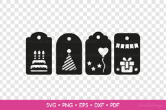 4 Birthday Gift Tags SVG Cut Files, Birthday Papercut Product Image 2