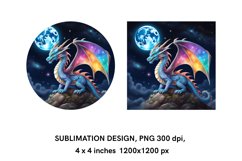 Cosmic Dragon at Night - Coaster Sublimation Design Product Image 2