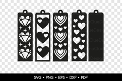 Cute Bookmarks with Hearts SVG, Valentines Day Laser Cut Product Image 2