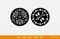 Decorative Round Coasters with Bee SVG, Laser Cut Template Product Image 2