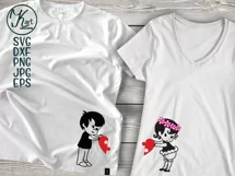 heart puzzle boy and girl, romance svg, wedding svg dxf file Product Image 2