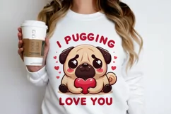 I pugging love you Sublimation PNG. Valentine's day. Product Image 4