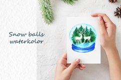 Ornament Winter .Glass bowl clipart watercolor. Snow holiday Product Image 4