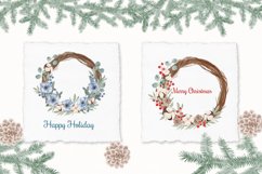 Watercolor Christmas Wreath, Christmas Wreath, Winter png Product Image 4