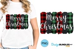 Merry Christmas Sublimation Tshirt Design | Plaid Stripes Product Image 1