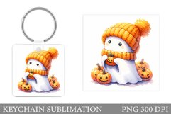 Cute Ghost Keychain Design. Cute Halloween Keychain Product Image 1