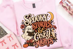 Spooky Stories and Cozy Nights PNG, Halloween Ghost Reading Product Image 3