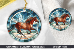 Horse Stained Glass Ornament PNG, Sublimation PNG Design Product Image 1