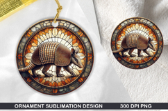 Armadillo Stained Glass Ornament PNG, Digital Download File Product Image 1