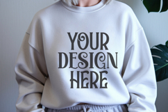 White Gildan 18000 Mockup, Sweatshirt Crewneck Mockups Product Image 1